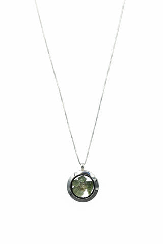 Sterling Silver Spiritual 5-Piece Moldavite Lockett Necklace full length