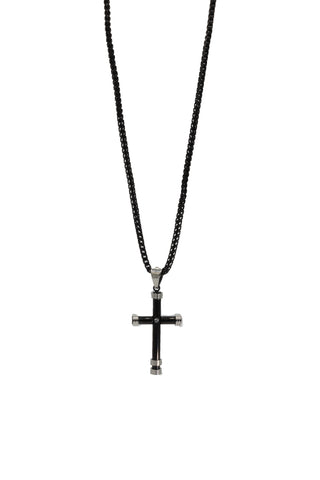 Black Pipe Cross Necklace