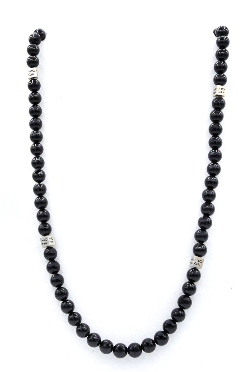 Onyx Gemstone necklace with cube charm full length