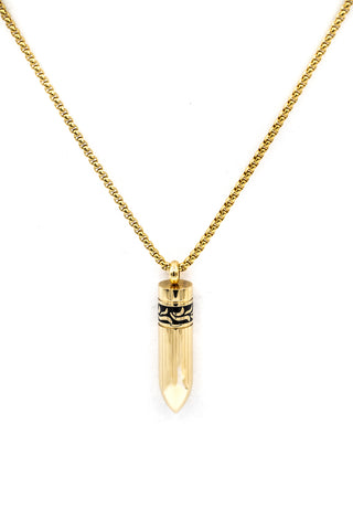Alt= Gold Detachable Bullet length necklace.