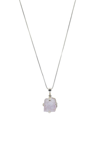Pink Kyanite Sterling Silver Crystal Necklace.
