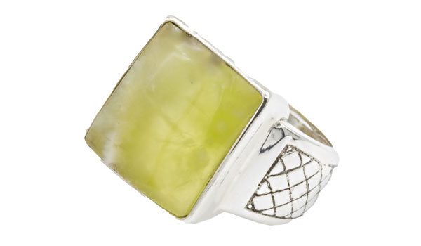 Men's Sterling Silver Prehnite Signet Ring