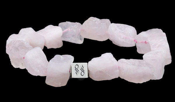 Raw Rose Quartz Centerpiece Natural Gemstone Bracelet