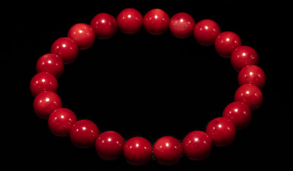 Red Coral Natural Gemstone Bracelet | PlayHardLookDope M 7.5'' / 10mm