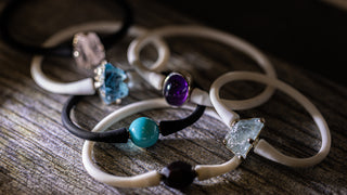 Sterling Silver Turquoise Gemstone Rubber Bracelet