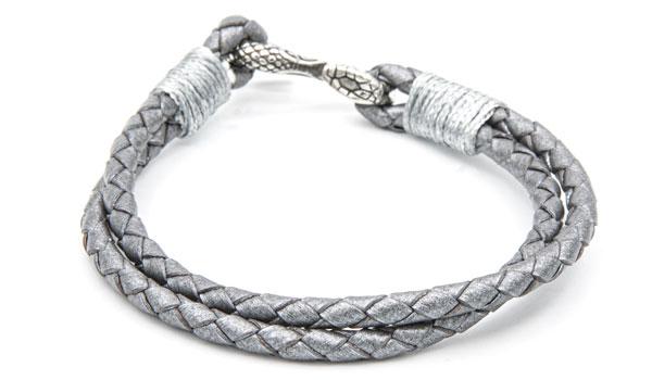 Metallic cobra leather bracelet