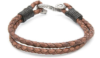 Brown leather cobra bracelet