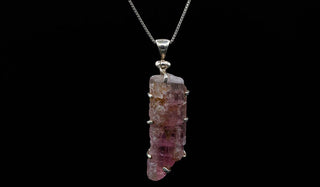 Sterling Silver Raw Watermelon Tourmaline Necklace
