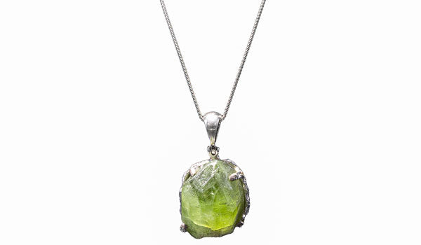 Sterling Silver Round Adjustable Peridot Necklace
