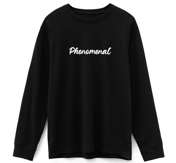 Blk Phenomenal SUPIMA Cotton Long Sleeve Shirt White Script