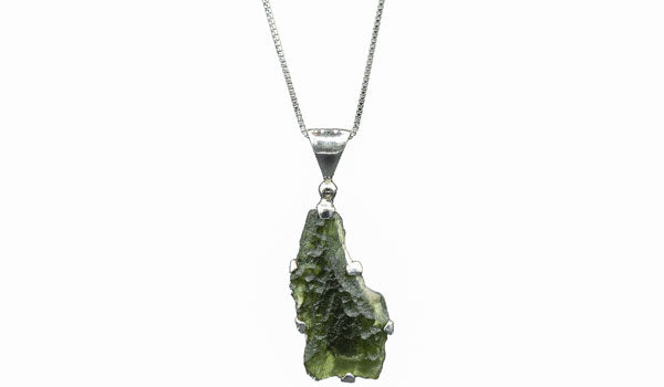 Sterling Silver Asymmetrical Spiritual Moldavite Necklace