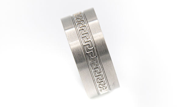 Alt= Silver Greek Key Men's ring.