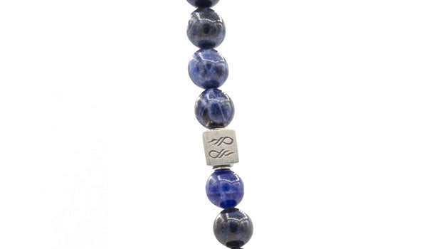 Sterling Silver Sodalite Gloss & Matte Balinese Natural Gemstone Necklace