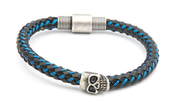 Blue cable wire skull bracelet