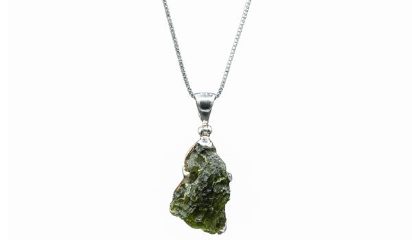 Sterling Silver Kite-Shaped Spiritual Moldavite Necklace