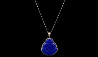 Sterling Silver Lapis Sitting Buddha Necklace