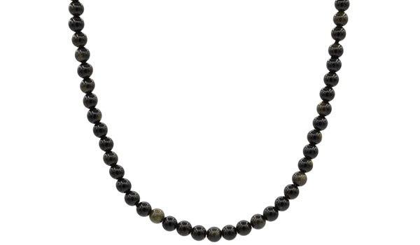 Sterling Silver Mini Golden Sheen Obsidian Natural Gemstone Necklace
