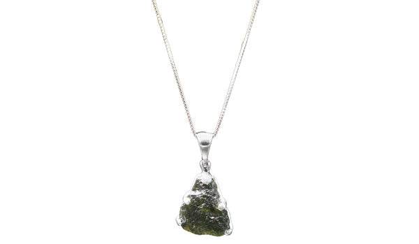 Sterling Silver Adjustable Small Triangle-Shaped Moldavite Necklace