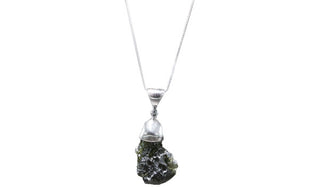 Sterling Silver Adjustable Large Bell-Shaped Moldavite Necklace