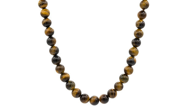 Sterling Silver Tigers Eye Natural Gemstone Necklace