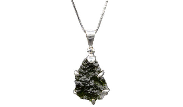 Sterling Silver Pear-Shaped Moldavite Necklace