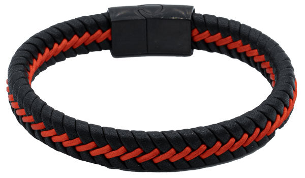 Red Leather Braided Bracelet.
