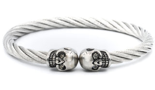 Silver Cable Wire Skull Bracelet.