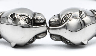 Two Jaguar heads stainless steel cuff bracelet.