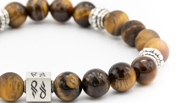 Sterling Silver Tigers Eye Gloss & Matte Balinese Natural Gemstone Bracelet