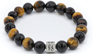 Tigers Eye & Onyx Natural Gemstone Centerpiece Bracelet