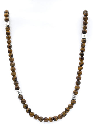 Tigers Eye Gemstone Necklace with Sterling Silver Cube