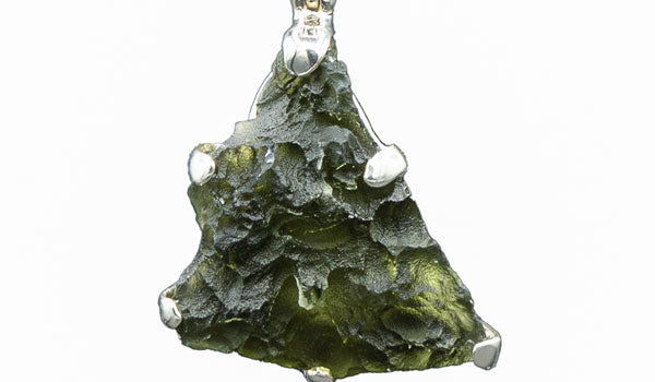 Sterling Silver Triangle-Shaped Spiritual Moldavite Necklace