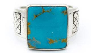 Men's Sterling Silver Turquoise Gemstone Signet Ring