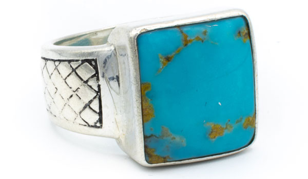 Men's Sterling Silver Turquoise Gemstone Signet Ring