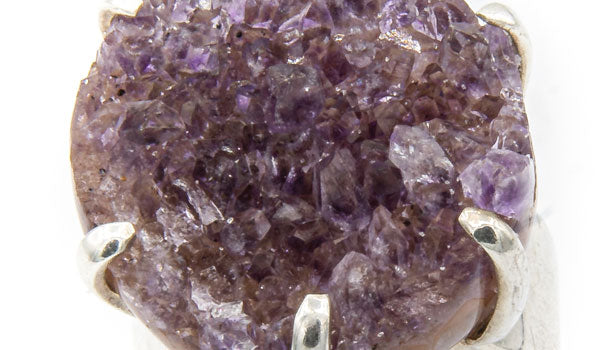 Sterling Silver Amethyst Adjustable Ring close up img