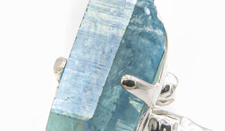 Sterling Silver Aqua Aura Crystal Adjustable Ring close up img