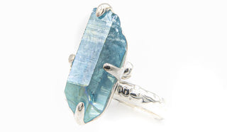 Sterling Silver Aqua Aura Crystal Adjustable Ring feature img