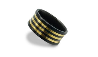 Black and Gold Stainless Steel Spinner Ring