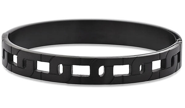 Black greek key stainless steel bracelet feature img