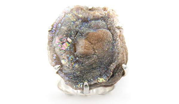 Sterling Silver Blue Chalcedony Adjustable Ring forward img