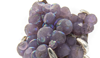 Sterling Silver Iridescent Grape Chalcedony Adjustable Ring close up img