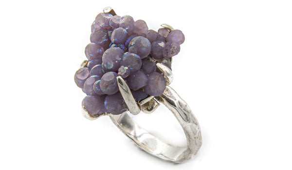 Sterling Silver Iridescent Grape Chalcedony Adjustable Ring featured img