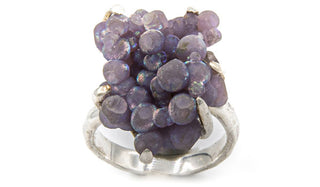 Sterling Silver Iridescent Grape Chalcedony Adjustable Ring second img