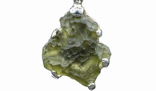 Sterling Silver Spiritual Moldavite Necklace close up