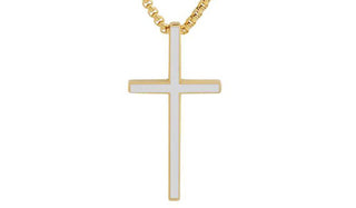 Gold and white cross necklace feature img