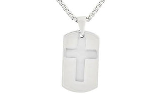 Silver Dog Tag and Cross Pendant Necklace feature img