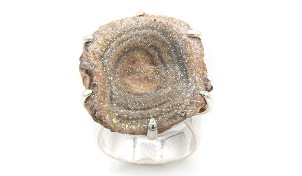 Sterling Silver Drusy Adjustable Ring