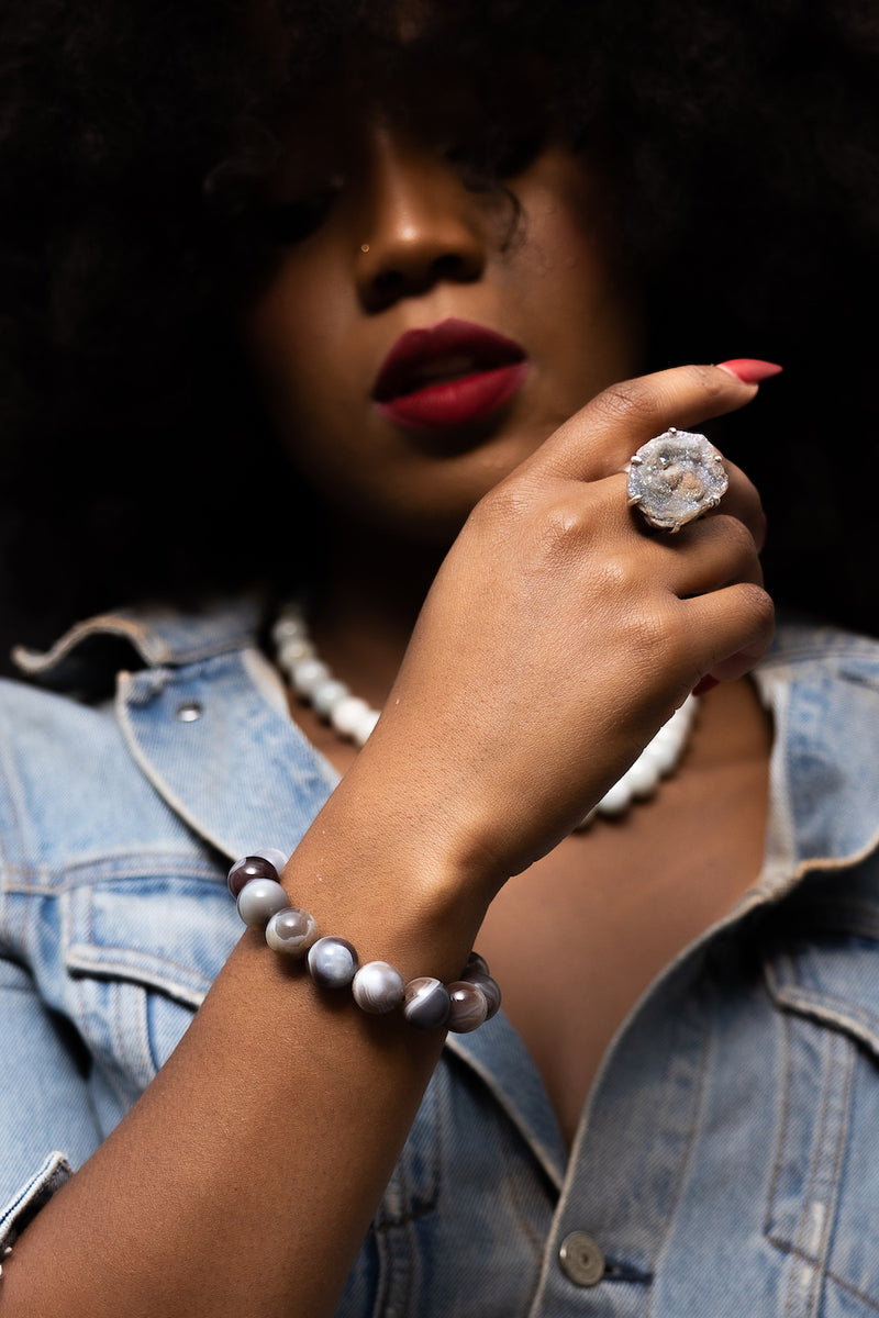 Luxury Botswana Agate Natural Gemstone Bracelet
