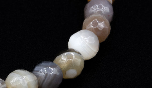 Mini Faceted Botswana Agate Natural Gemstone Bracelet close up