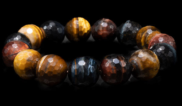 Luxury Faceted Multi Color Tigers Eye Natural Gemstone Bracelet